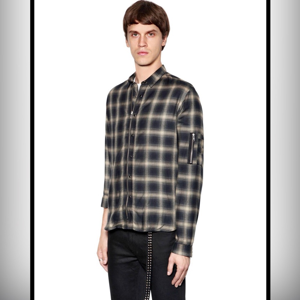 The Kooples Zippered Plaid Shirt Jacket size L
